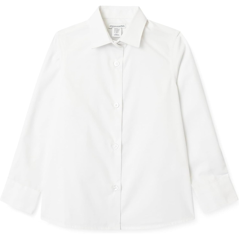 image:imageAmazon Essentials Girls Regular Fit Easy Iron Long Sleeve School ShirtsBright White