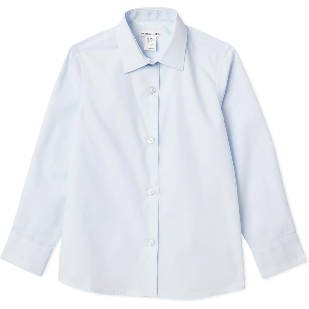 image:imageAmazon Essentials Girls Regular Fit Easy Iron Long Sleeve School ShirtsCornflower Blue