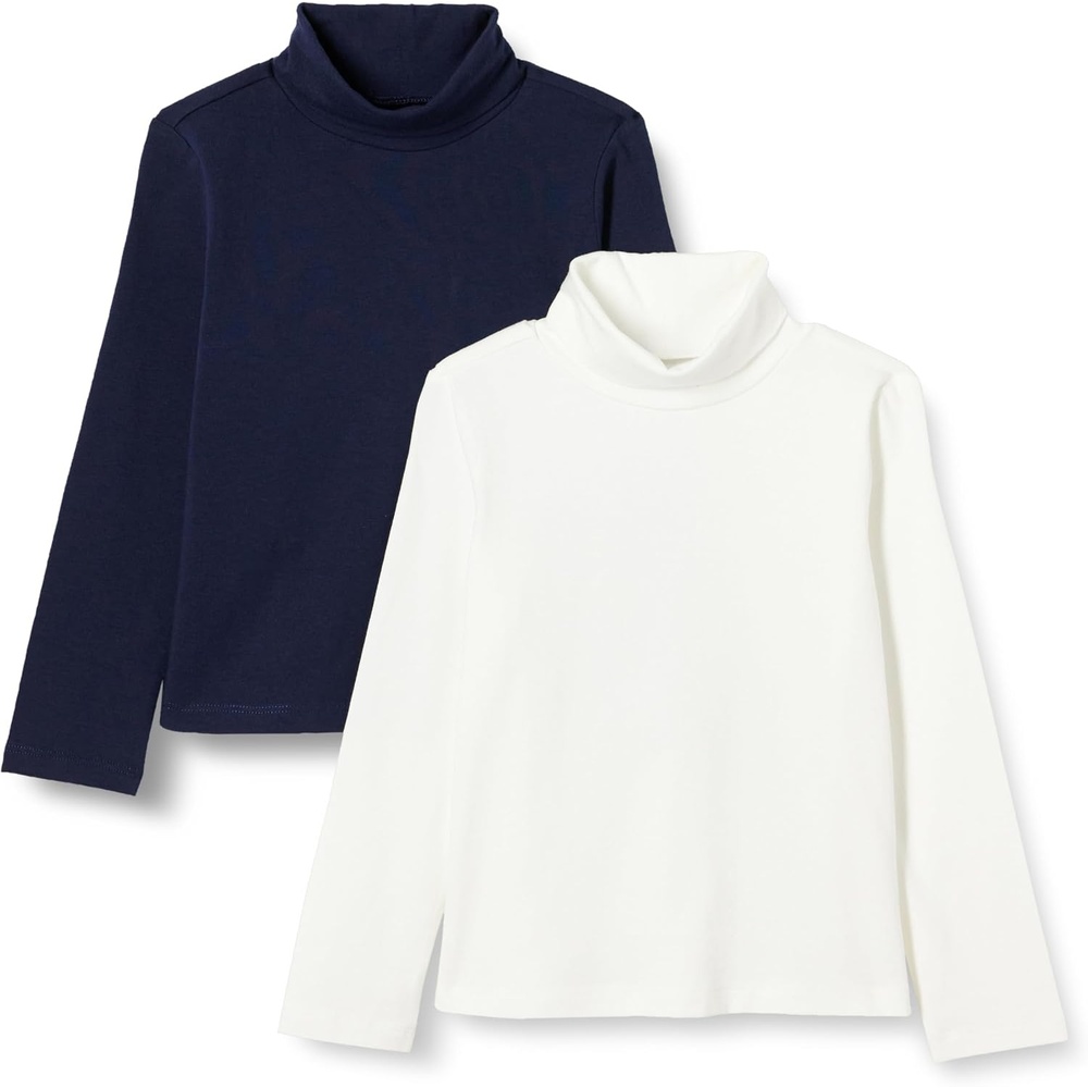 image:imageAmazon Essentials Girls Slim Fit Turtleneck TShirt Pack of 2IvoryNavy