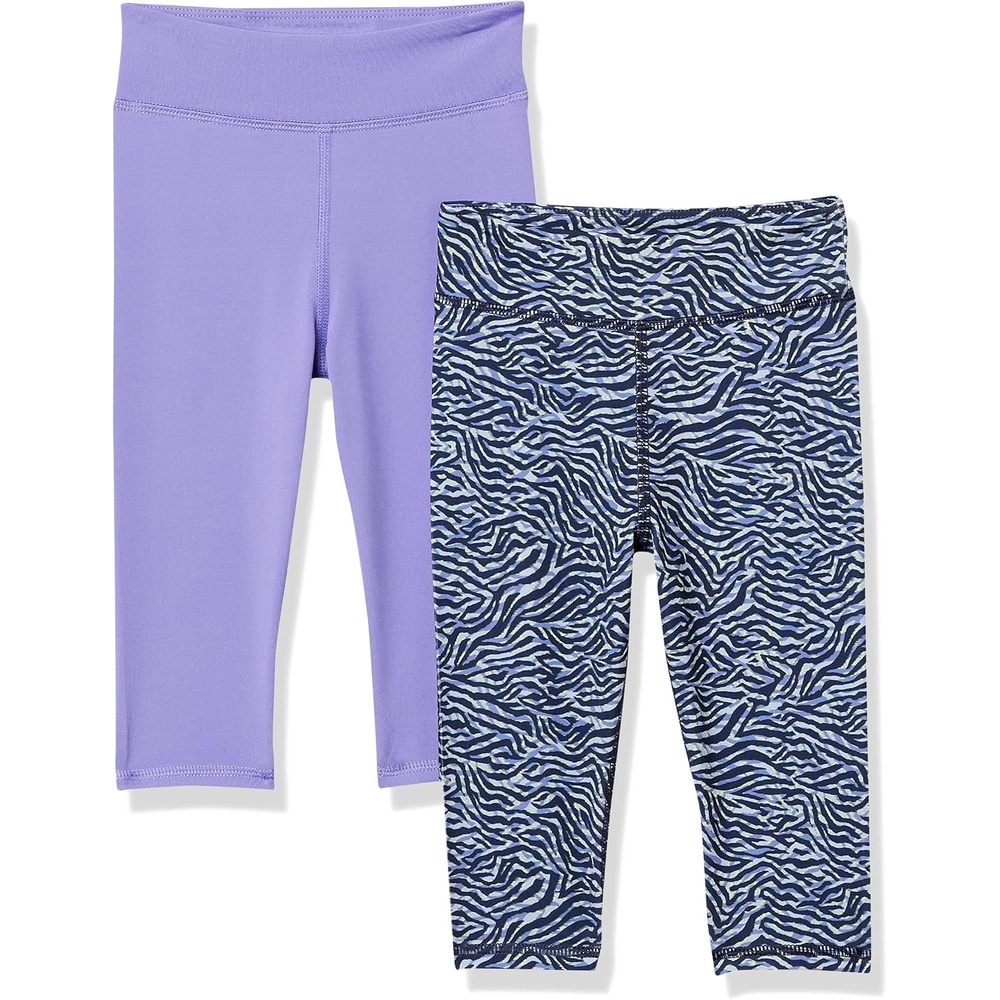 image:imageAmazon Essentials Girls and Toddlers Active Capri Legging Multipacks2pack Lavender Zebra
