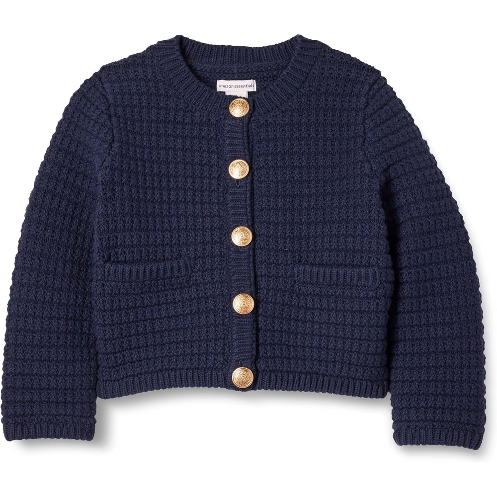 image:imageAmazon Essentials Girls and Toddlers Cotton Knit Cardigan JacketNavy