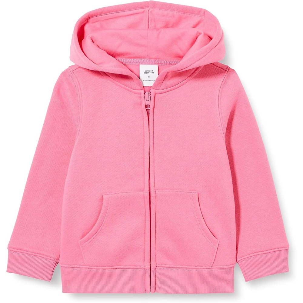 image:imageAmazon Essentials Girls and Toddlers Fleece ZipUp Hooded Sweatshirt with Lined Hood and Rib Knit DetailBright Pink