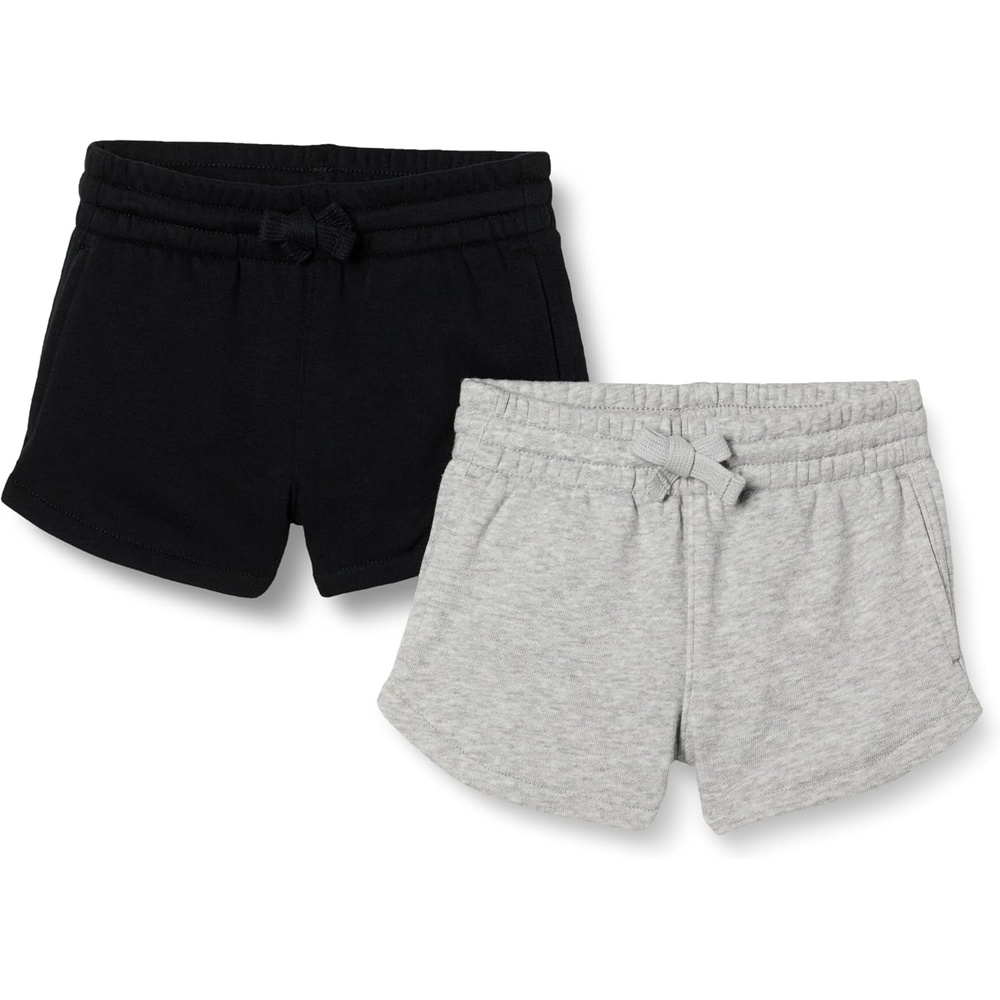 image:imageAmazon Essentials Girls and Toddlers French Terry Sweatshorts Pack of 2BlackLight Grey Heather