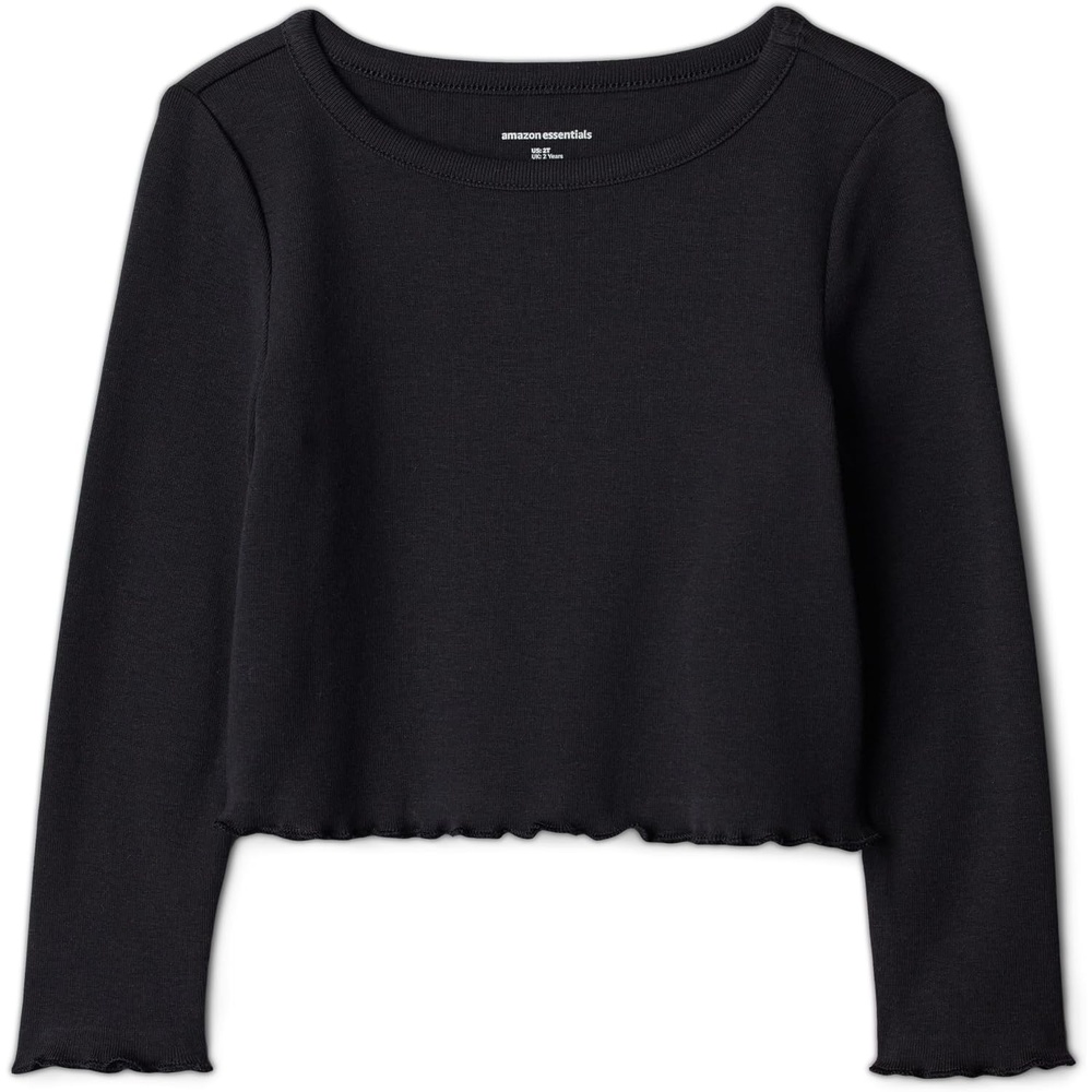 image:imageAmazon Essentials Girls and Toddlers LongSleeve Cropped Rib TopBlack