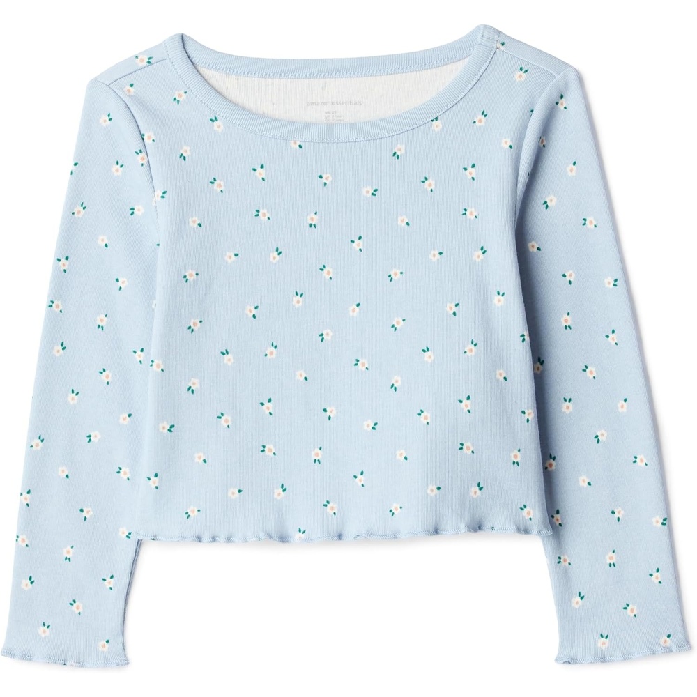 image:imageAmazon Essentials Girls and Toddlers LongSleeve Cropped Rib TopDaisies