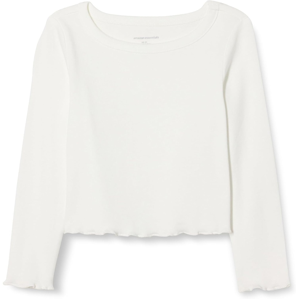 image:imageAmazon Essentials Girls and Toddlers LongSleeve Cropped Rib TopIvory
