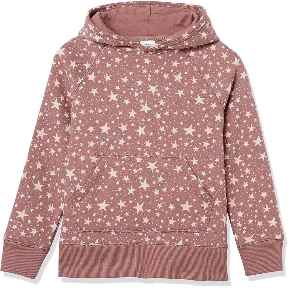 image:imageAmazon Essentials Girls and Toddlers Pullover Hoodie Sweatshirt with Kangaroo PocketMauve Stars
