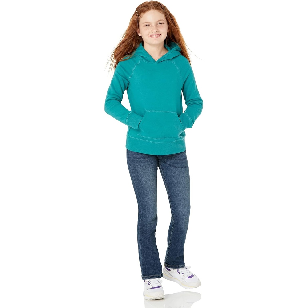 image:imageAmazon Essentials Girls and Toddlers Pullover Hoodie Sweatshirt with Kangaroo PocketTeal Blue