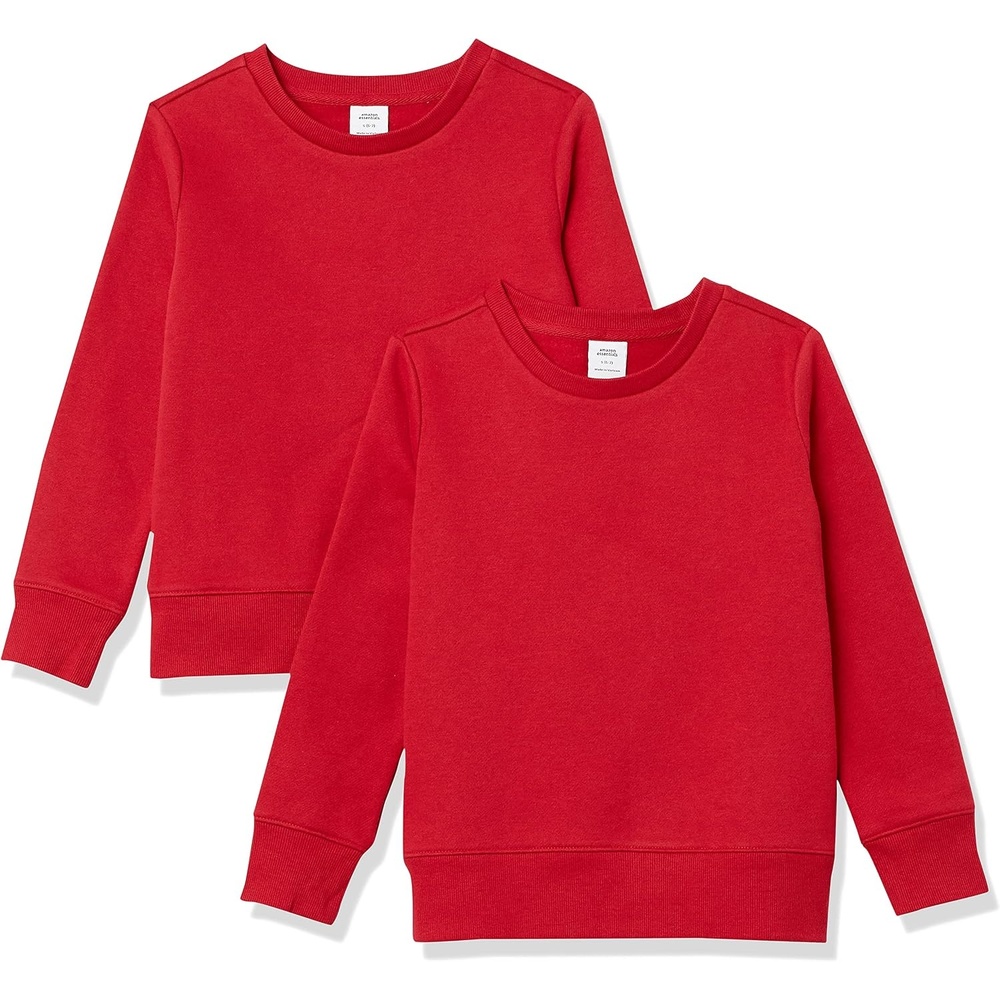 image:imageAmazon Essentials Girls and Toddlers Relaxed Fit Fleece Crewneck Pullover Sweatshirts Pack of 22pack Red