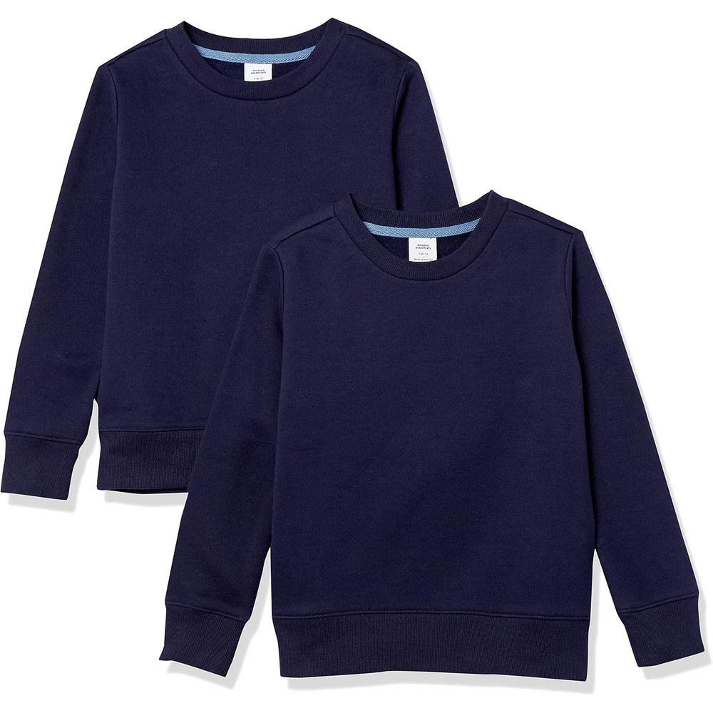 image:imageAmazon Essentials Girls and Toddlers Relaxed Fit Fleece Crewneck Pullover Sweatshirts Pack of 2Navy