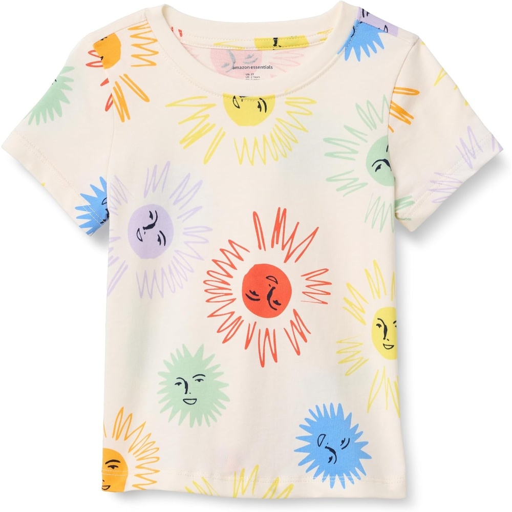 image:imageAmazon Essentials Girls and Toddlers ShortSleeve TShirtsIvory Suns