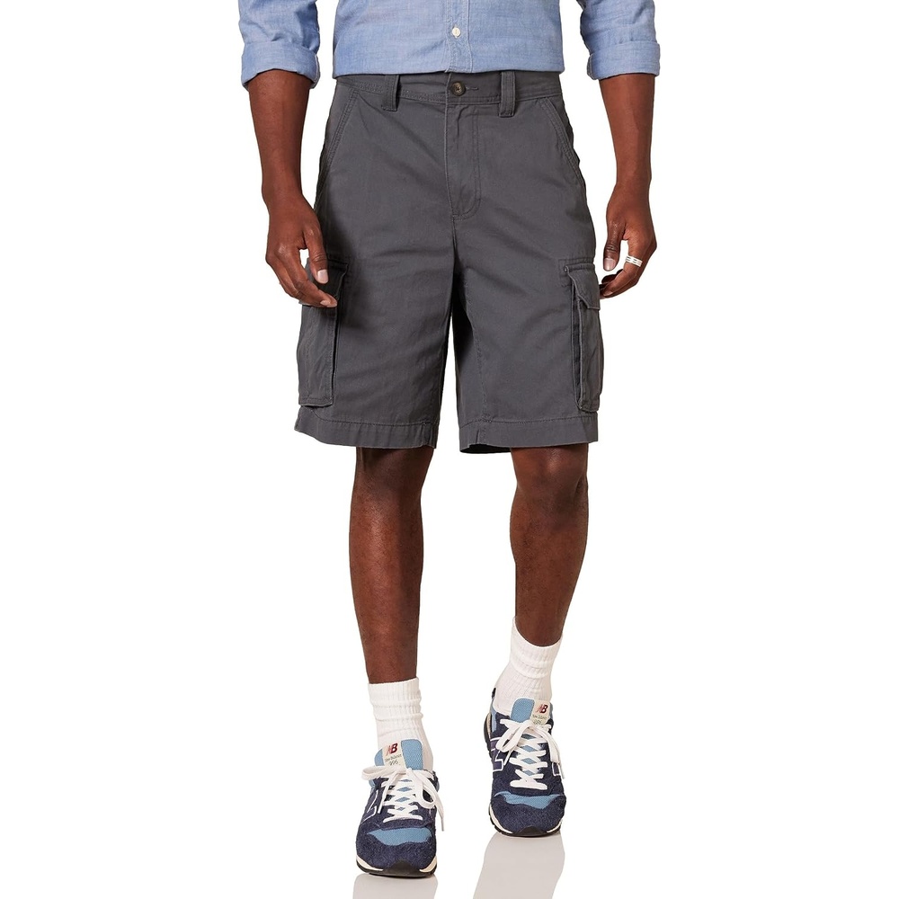 image:imageAmazon Essentials Mens 10 ClassicFit Cotton Twill Cargo Shorts Multiple Pockets Available in Big amp TallGrey
