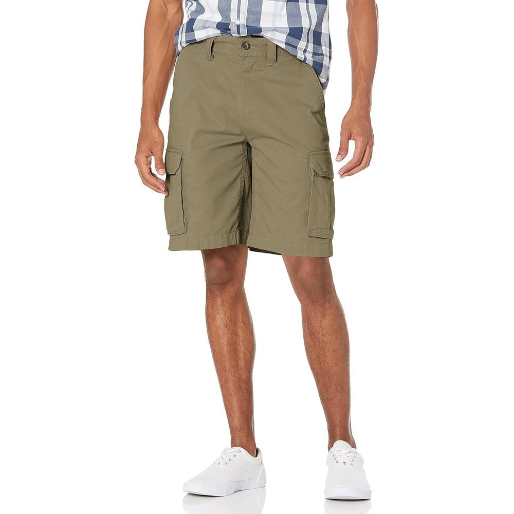 image:imageAmazon Essentials Mens 10 ClassicFit Cotton Twill Cargo Shorts Multiple Pockets Available in Big amp TallKhaki