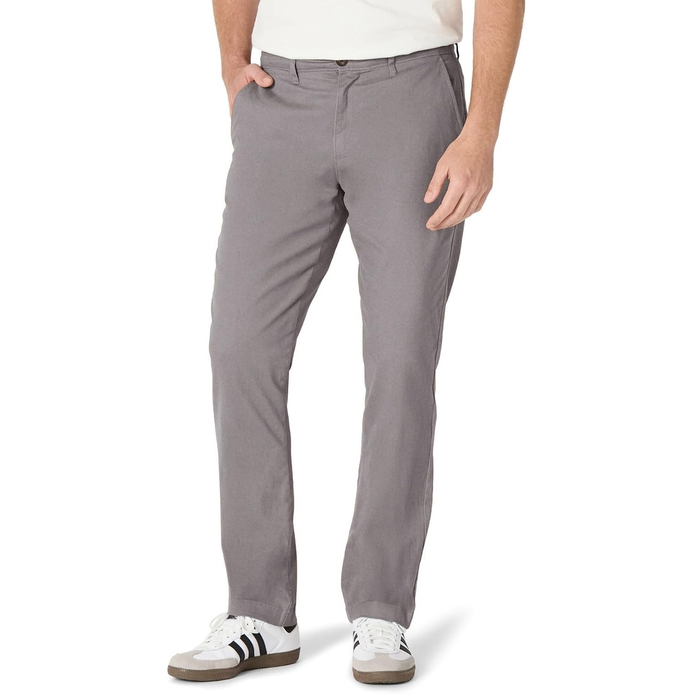image:imageAmazon Essentials Mens AthleticFit Chino PantsDark Grey