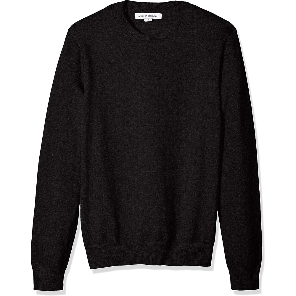 image:imageAmazon Essentials Mens Cable Knit LongSleeve Crewneck Sweater 100 Cotton Big amp Tall Options AvailableBlack