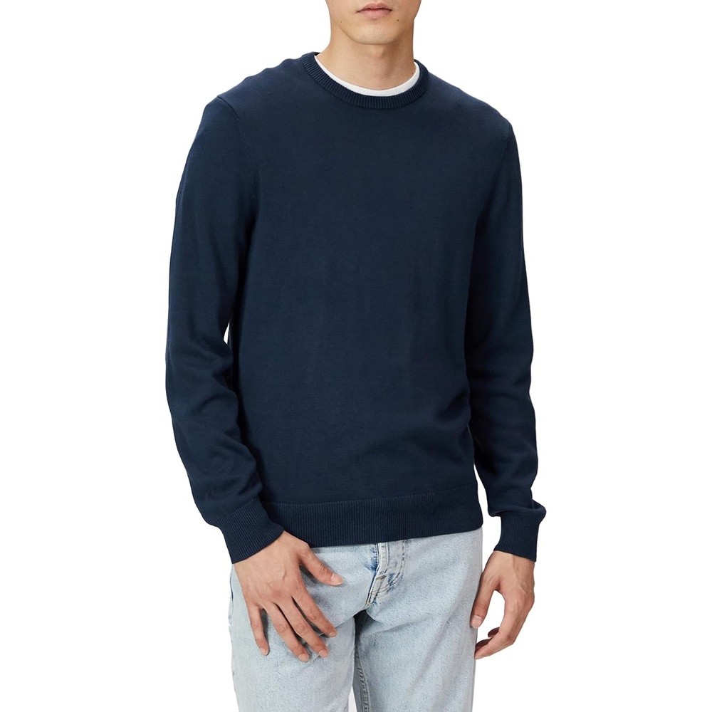 image:imageAmazon Essentials Mens Cable Knit LongSleeve Crewneck Sweater 100 Cotton Big amp Tall Options AvailableNavy
