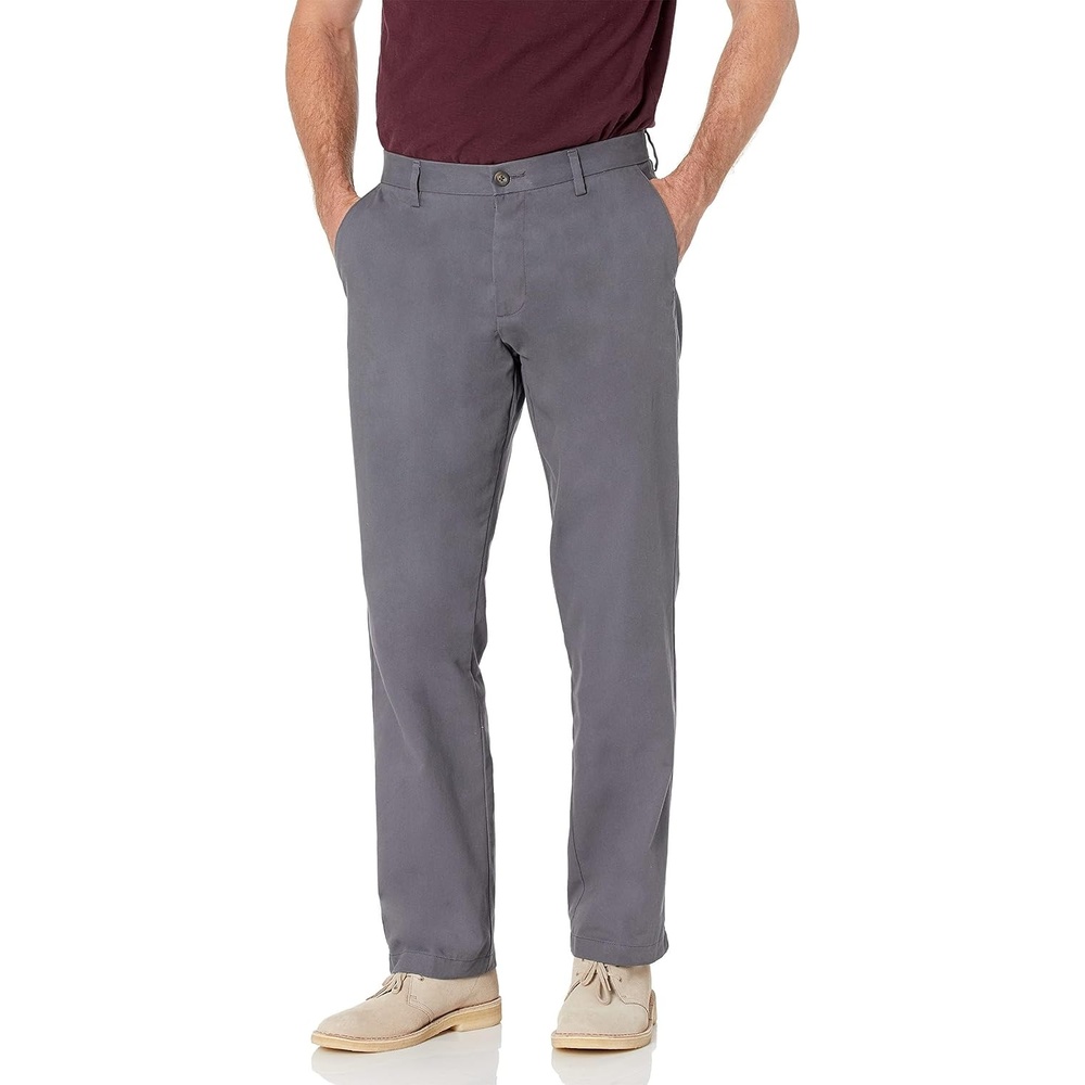 image:imageAmazon Essentials Mens ClassicFit WrinkleResistant FlatFront Stretch Chino PantCharcoal