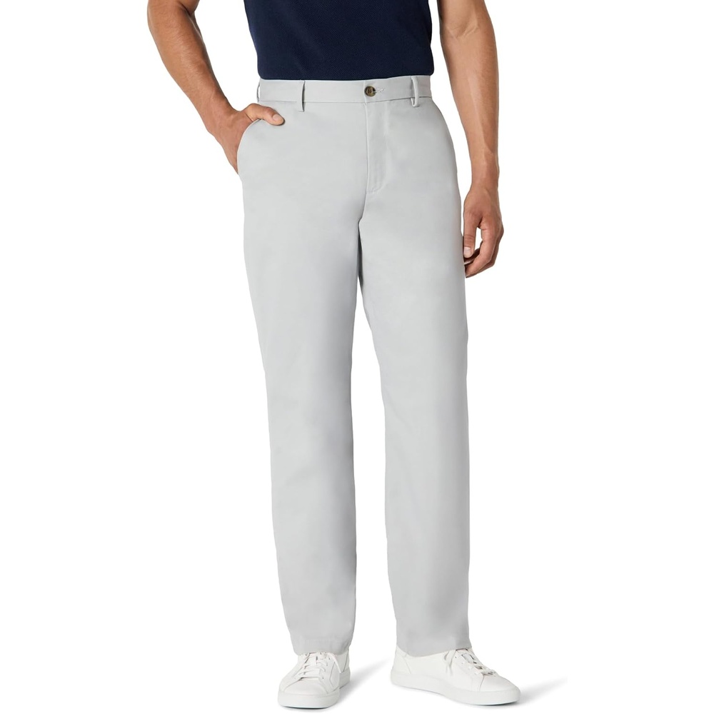 image:imageAmazon Essentials Mens ClassicFit WrinkleResistant FlatFront Stretch Chino PantGrey