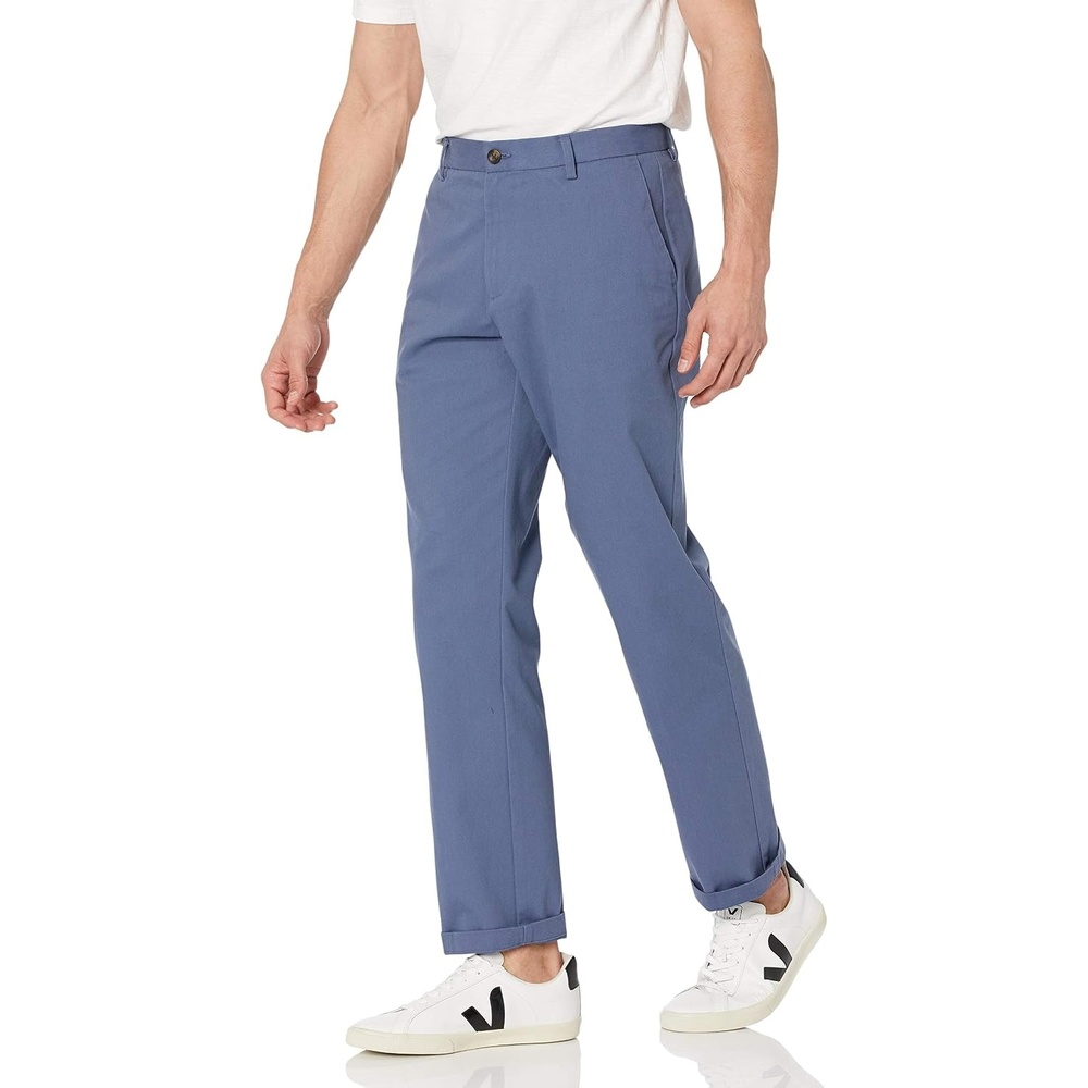image:imageAmazon Essentials Mens ClassicFit WrinkleResistant FlatFront Stretch Chino PantIndigo