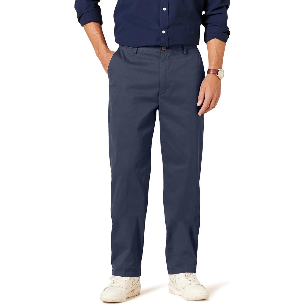 image:imageAmazon Essentials Mens ClassicFit WrinkleResistant FlatFront Stretch Chino PantNavy