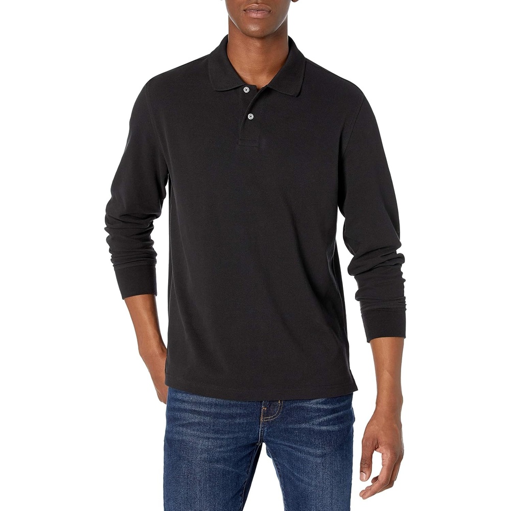 image:imageAmazon Essentials Mens LongSleeve Pique Polo ShirtBlack