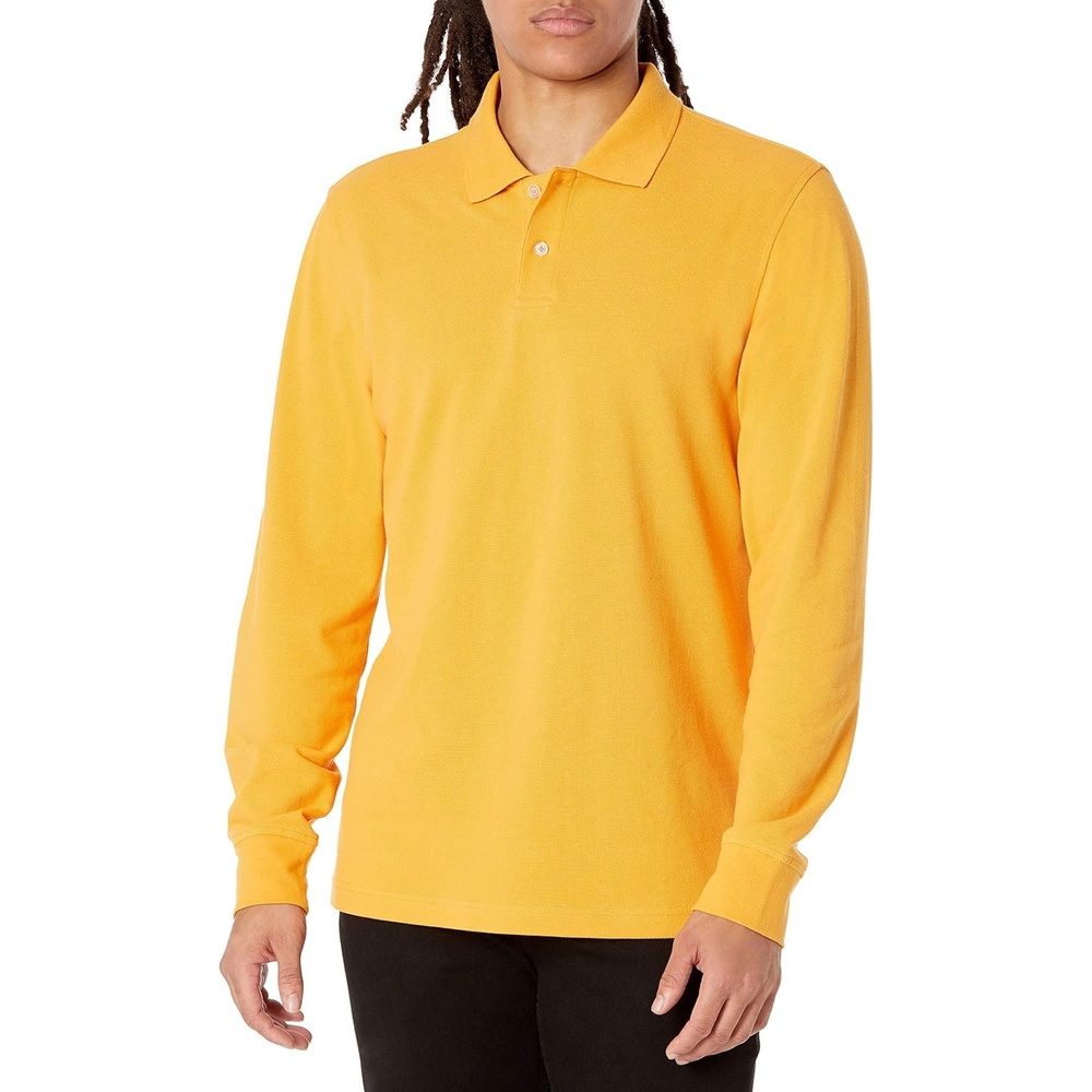 image:imageAmazon Essentials Mens LongSleeve Pique Polo ShirtSunflower