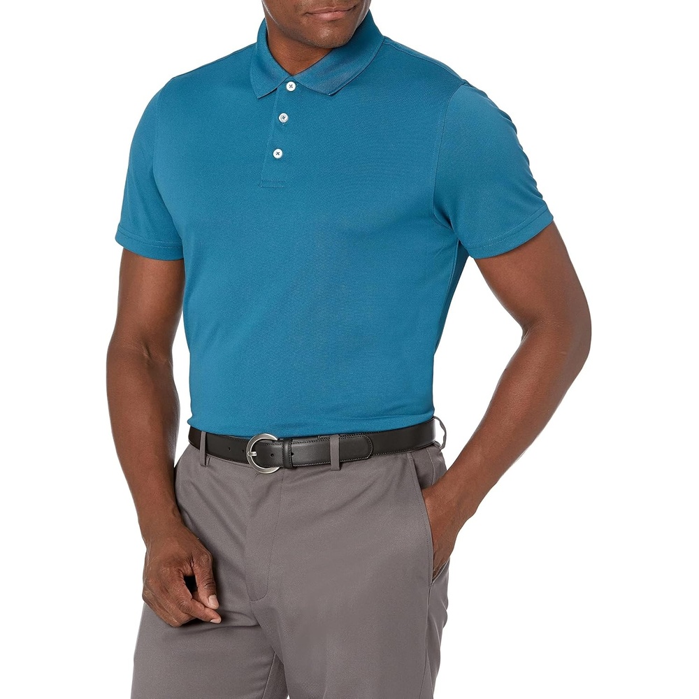image:imageAmazon Essentials Mens Moisture Wicking Golf Polo Shirt Short Sleeve SlimFit QuickDry Active WearInk Blue