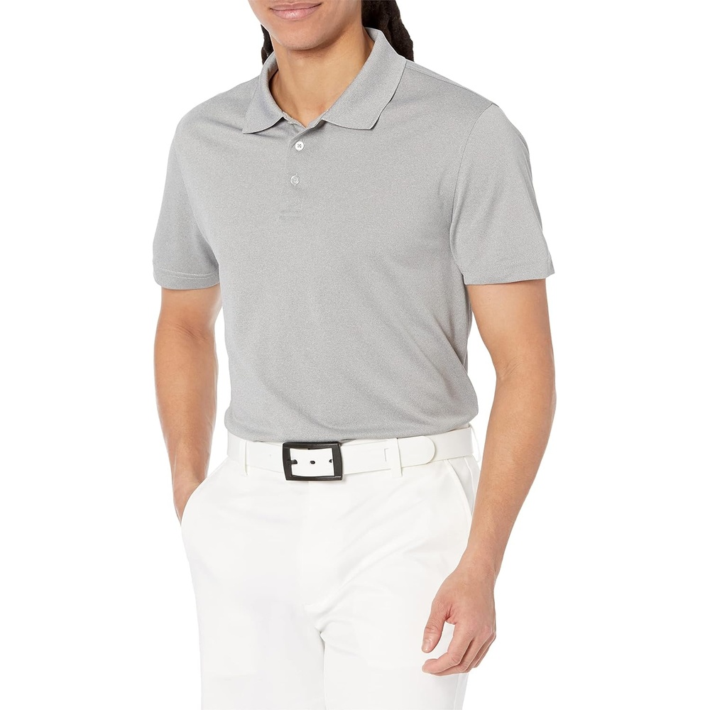 image:imageAmazon Essentials Mens Moisture Wicking Golf Polo Shirt Short Sleeve SlimFit QuickDry Active WearLight Grey Heather