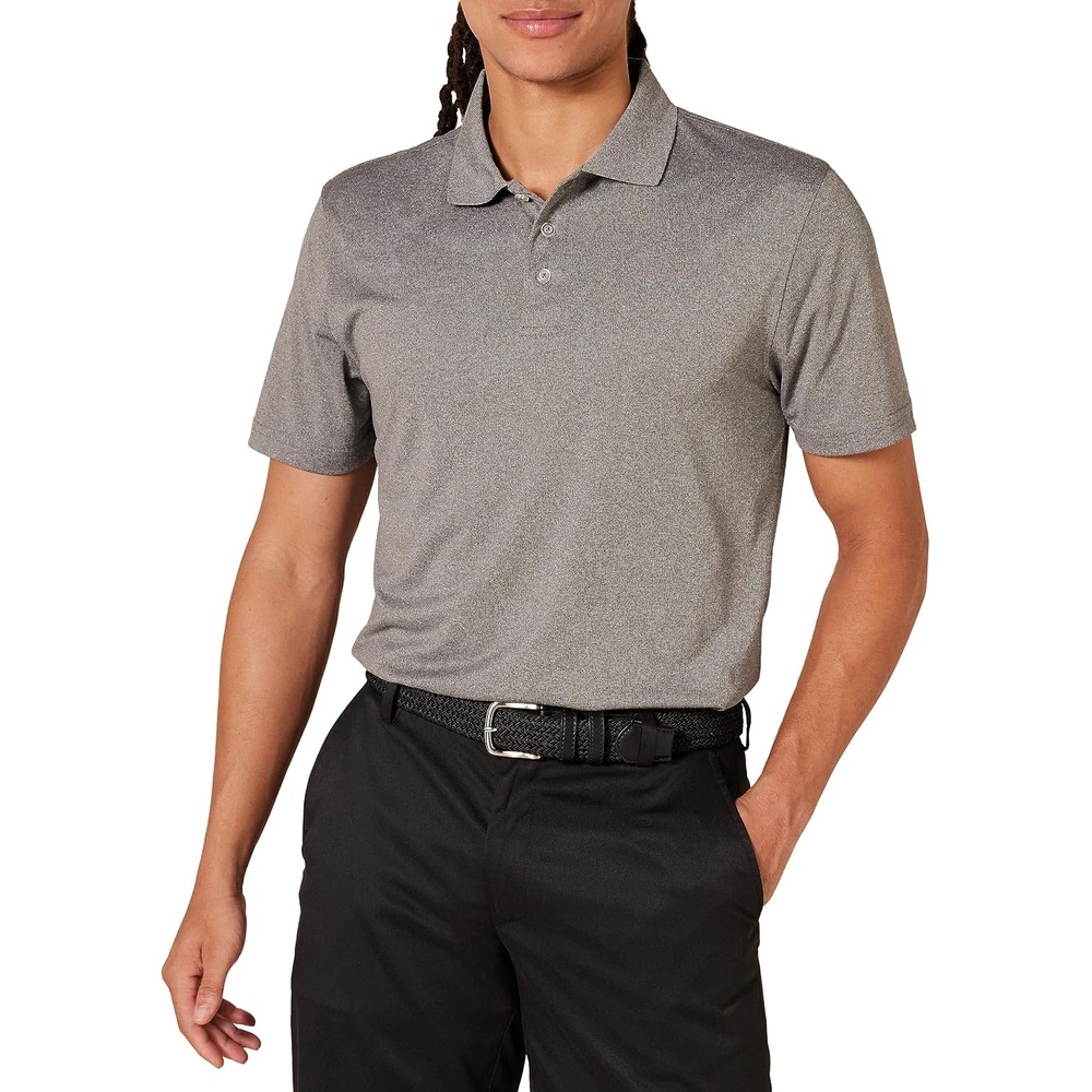 image:imageAmazon Essentials Mens Moisture Wicking Golf Polo Shirt Short Sleeve SlimFit QuickDry Active WearMedium Heather Grey