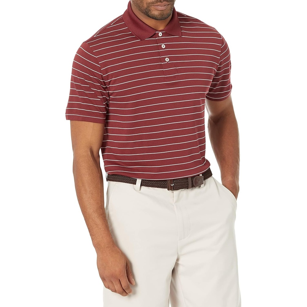 image:imageAmazon Essentials Mens Moisture Wicking Golf Polo Shirt Short Sleeve SlimFit QuickDry Active WearPort Stripe