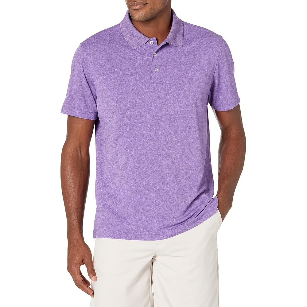image:imageAmazon Essentials Mens Moisture Wicking Golf Polo Shirt Short Sleeve SlimFit QuickDry Active WearPurple Heather
