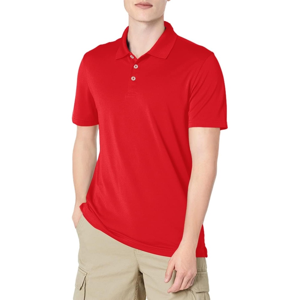 image:imageAmazon Essentials Mens Moisture Wicking Golf Polo Shirt Short Sleeve SlimFit QuickDry Active WearRed