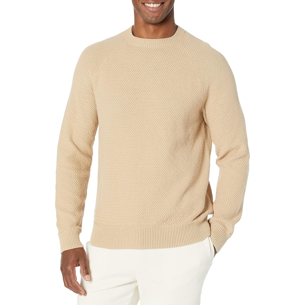 image:imageAmazon Essentials Mens Oversized Crewneck Sweater Textured Loose FitTan