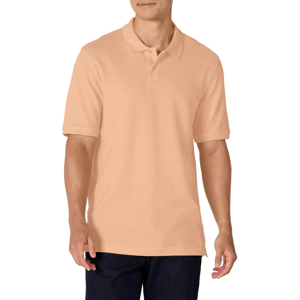image:imageAmazon Essentials Mens RegularFit Short Sleeve Cotton Pique Polo Shirt Available in Big amp TallPale Peach