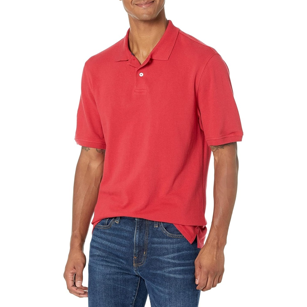image:imageAmazon Essentials Mens RegularFit Short Sleeve Cotton Pique Polo Shirt Available in Big amp TallRed