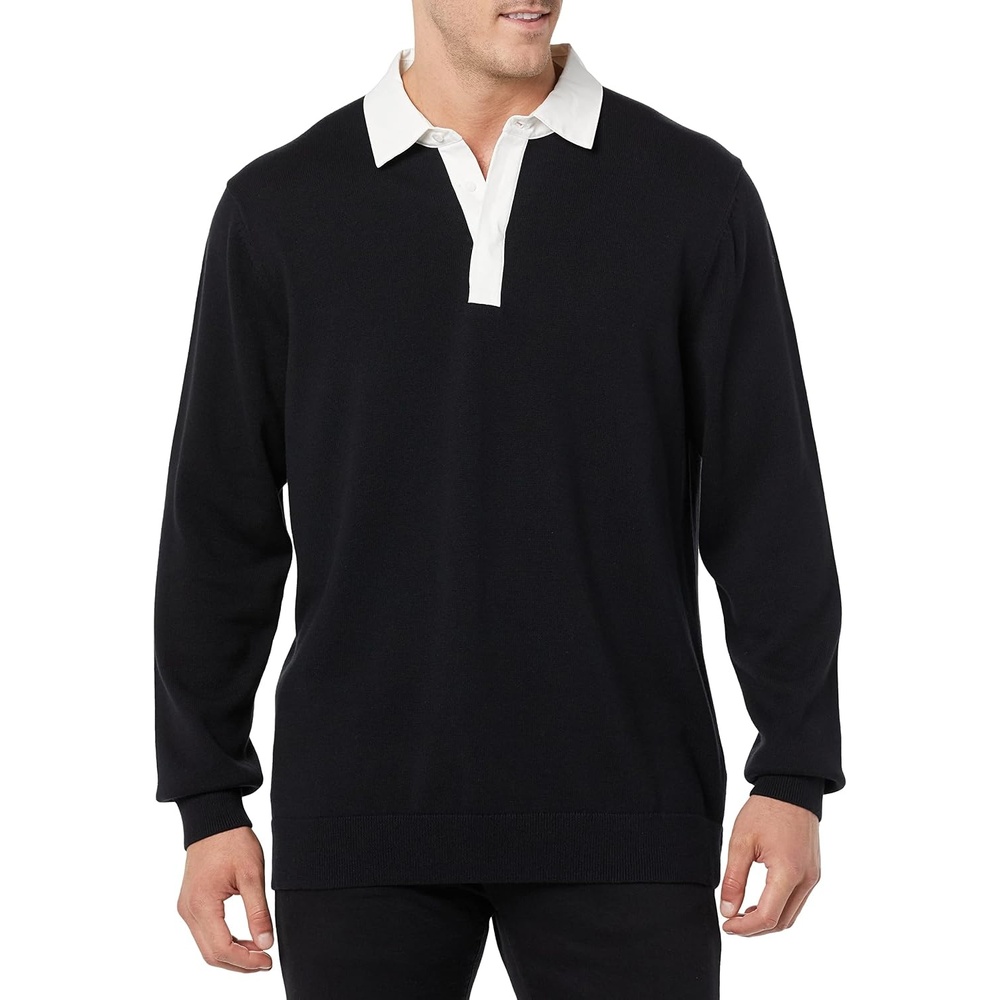 image:imageAmazon Essentials Mens Rugby SweaterBlack