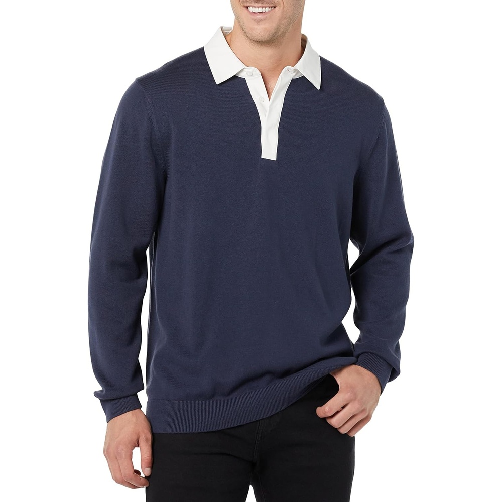 image:imageAmazon Essentials Mens Rugby SweaterDark Navy