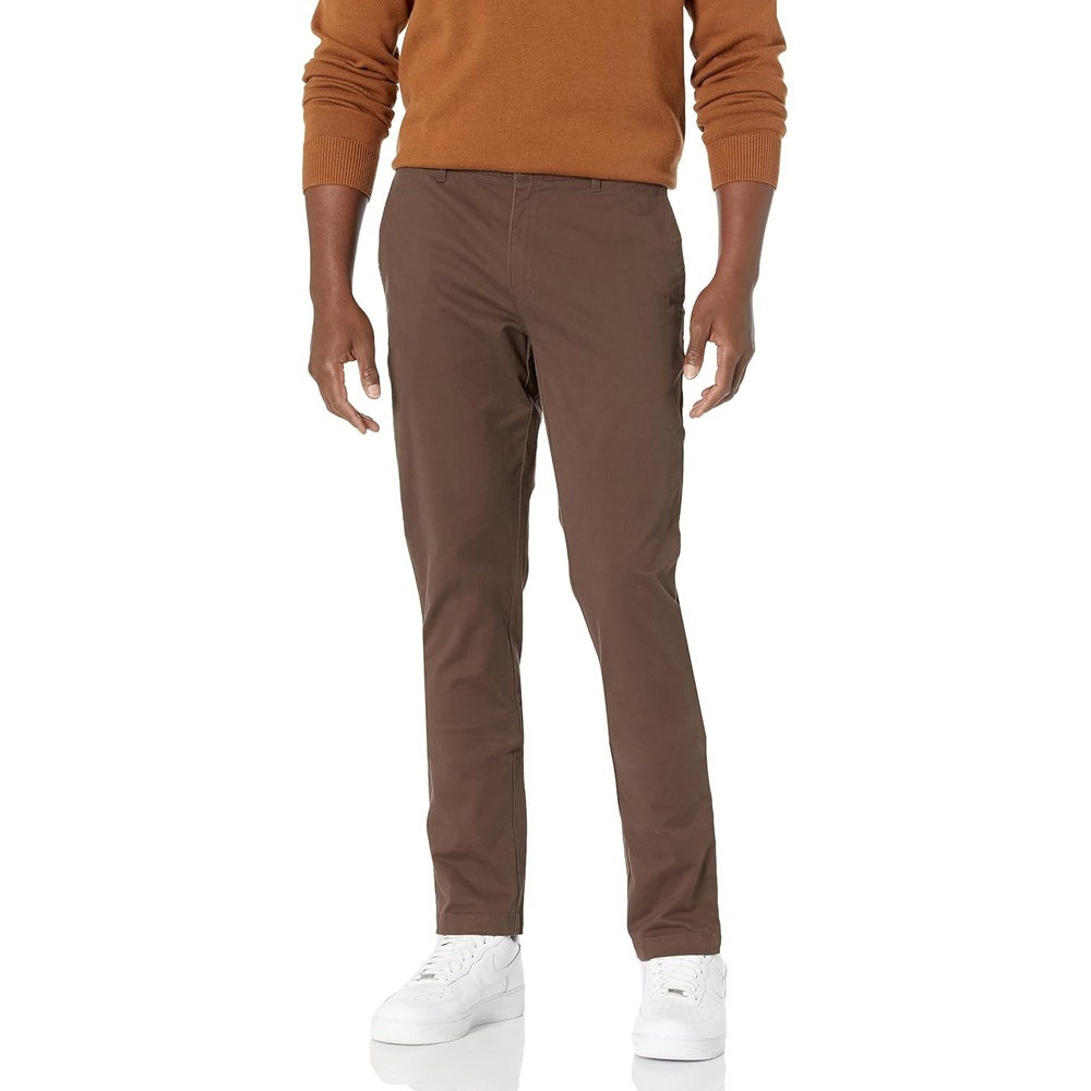 image:imageAmazon Essentials Mens SkinnyFit Washed Comfort Stretch Chino Pant Previously GoodthreadsBrown