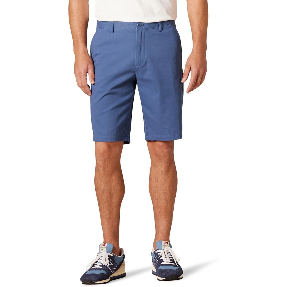 image:imageAmazon Essentials Mens SlimFit 11 Inseam Comfort Stretch Chino ShortsDark Blue