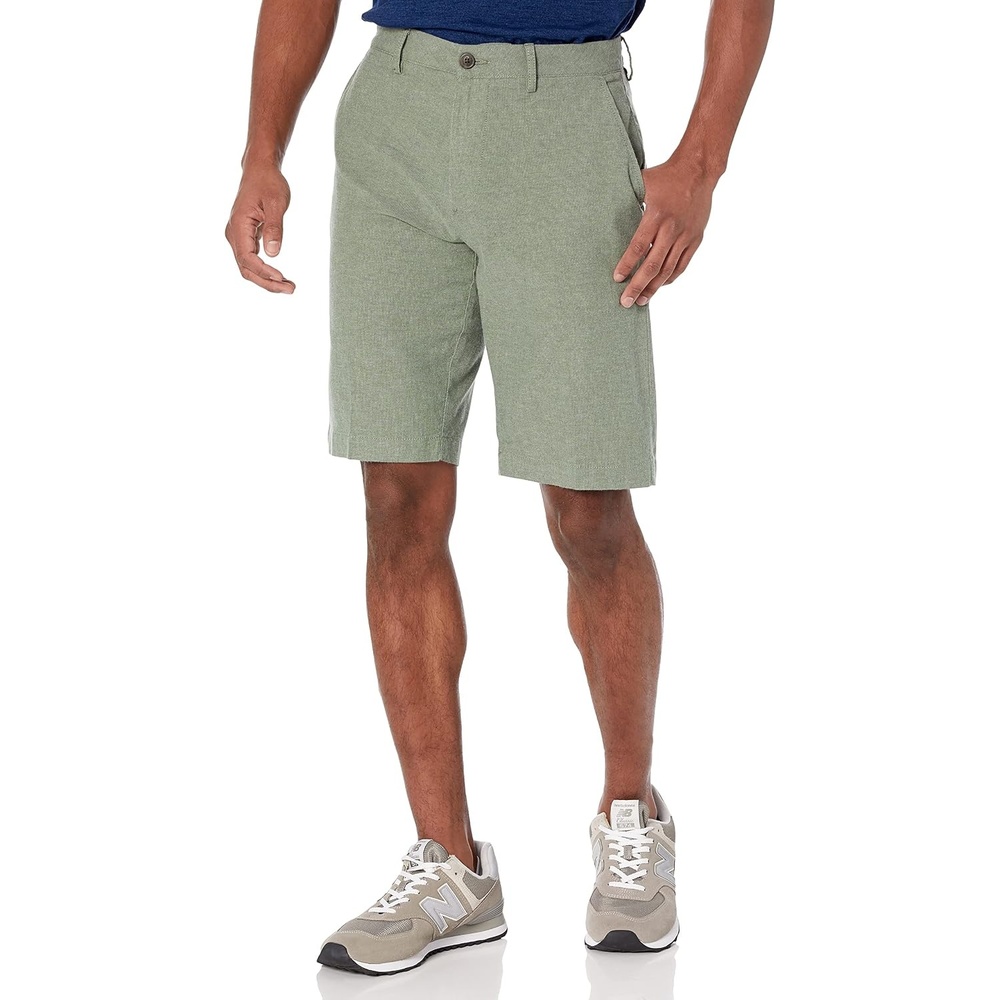 image:imageAmazon Essentials Mens SlimFit 11 Lightweight Comfort Stretch Oxford ShortsOlive