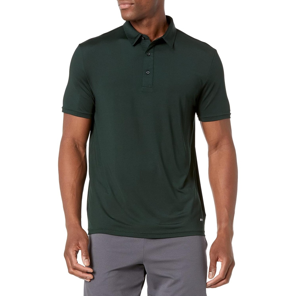 image:imageAmazon Essentials Mens SlimFit QuickDry Moisture Wicking Tech Stretch Short Sleeve Lightweight Golf Polo ShirtDark Green