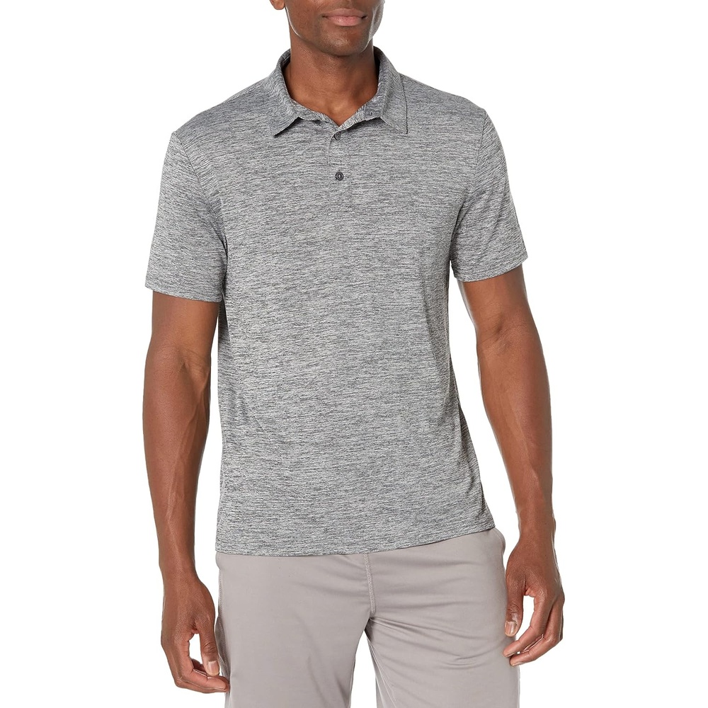 image:imageAmazon Essentials Mens SlimFit QuickDry Moisture Wicking Tech Stretch Short Sleeve Lightweight Golf Polo ShirtDark Grey Heather
