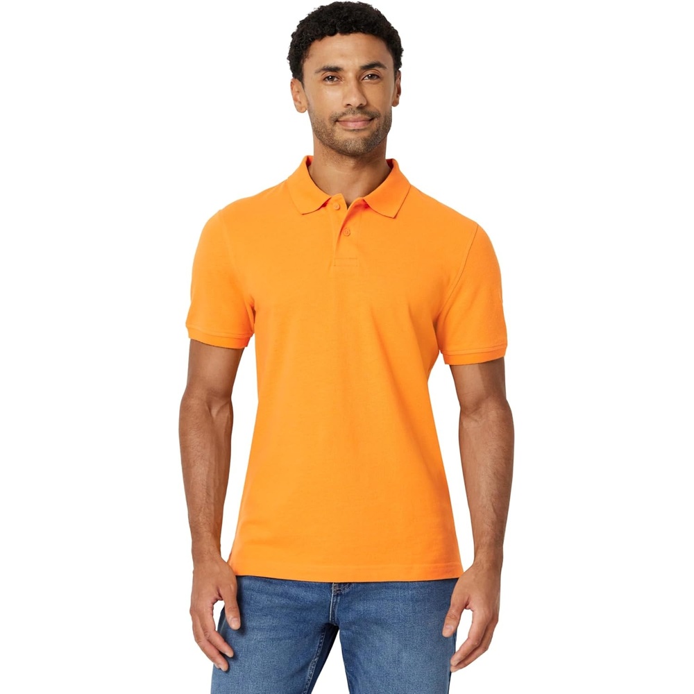 image:imageAmazon Essentials Mens SlimFit ShortSleeve Cotton Pique Polo ShirtApricot Orange