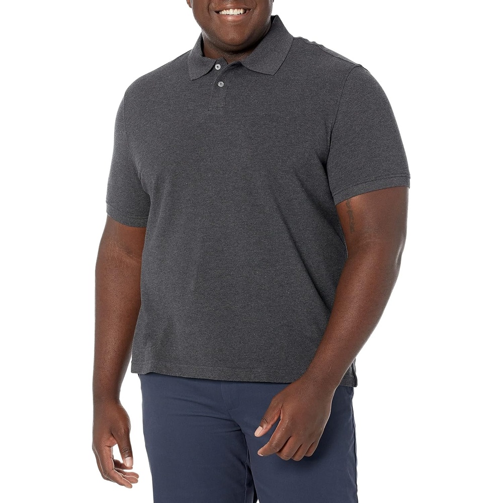 image:imageAmazon Essentials Mens SlimFit ShortSleeve Cotton Pique Polo ShirtCharcoal Heather