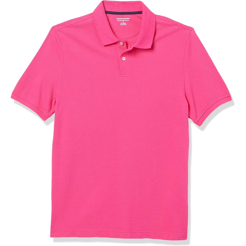 image:imageAmazon Essentials Mens SlimFit ShortSleeve Cotton Pique Polo ShirtHot Pink