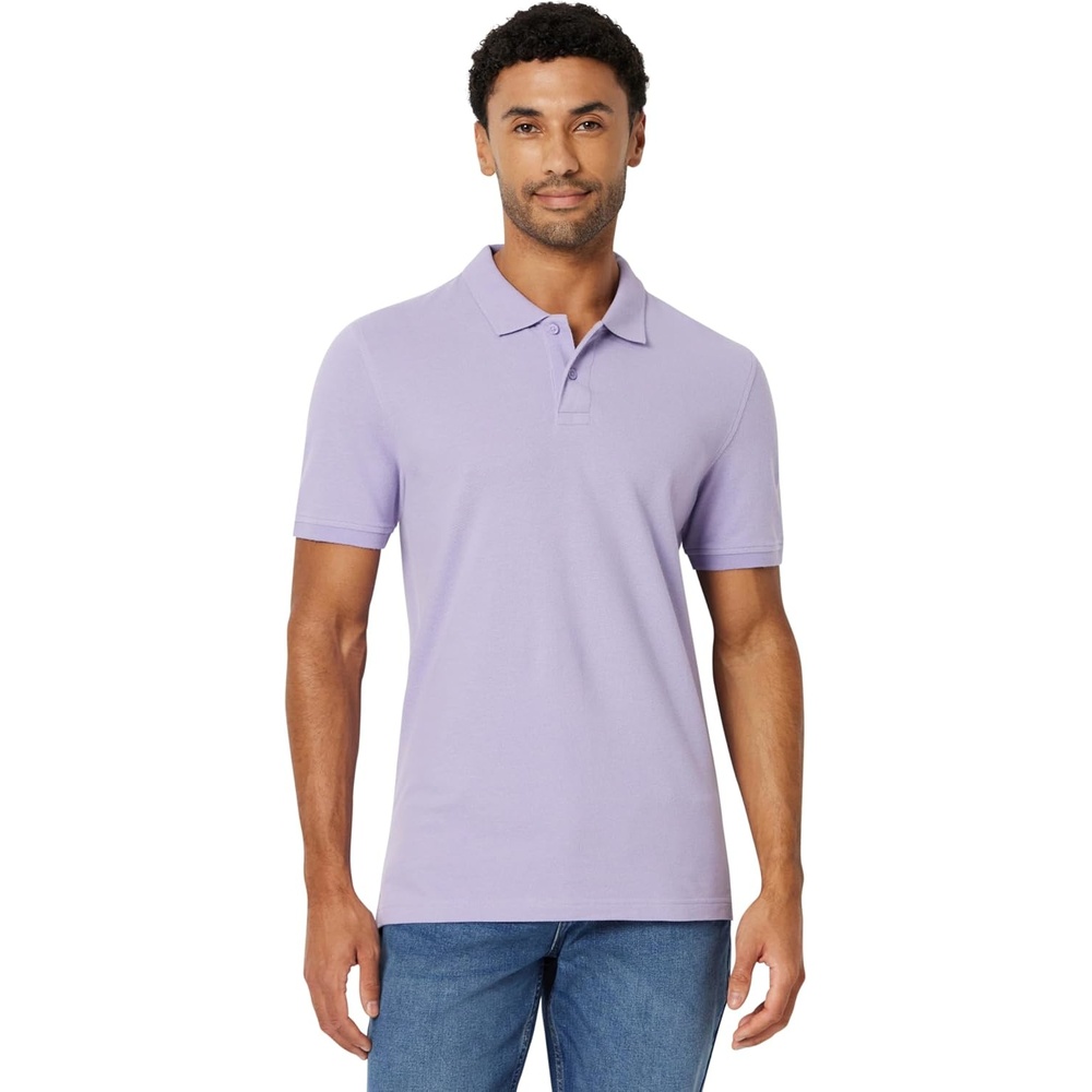 image:imageAmazon Essentials Mens SlimFit ShortSleeve Cotton Pique Polo ShirtLilac