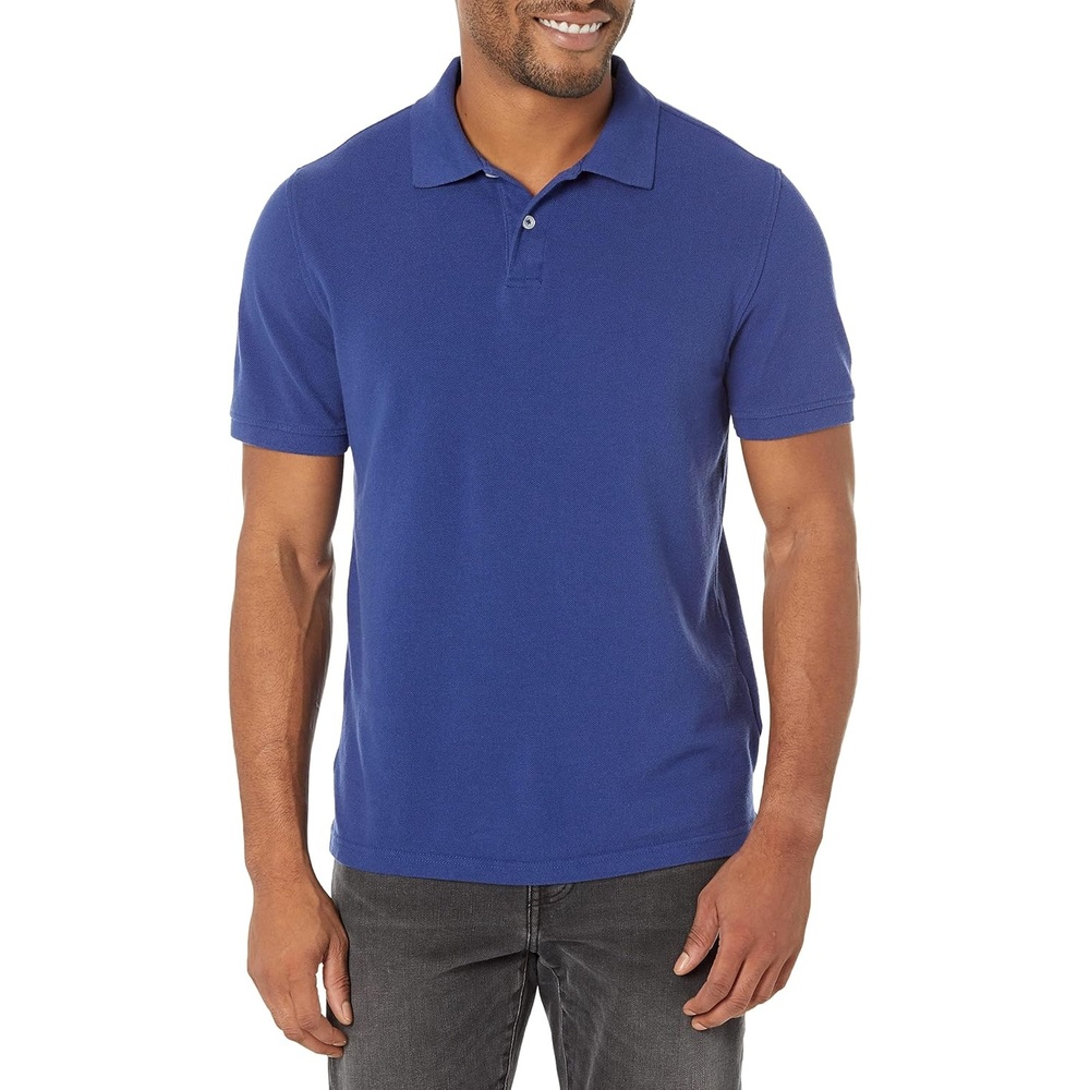 image:imageAmazon Essentials Mens SlimFit ShortSleeve Cotton Pique Polo ShirtNavy