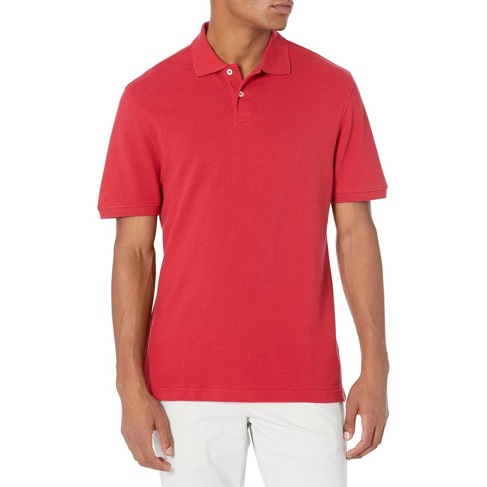 image:imageAmazon Essentials Mens SlimFit ShortSleeve Cotton Pique Polo ShirtRed