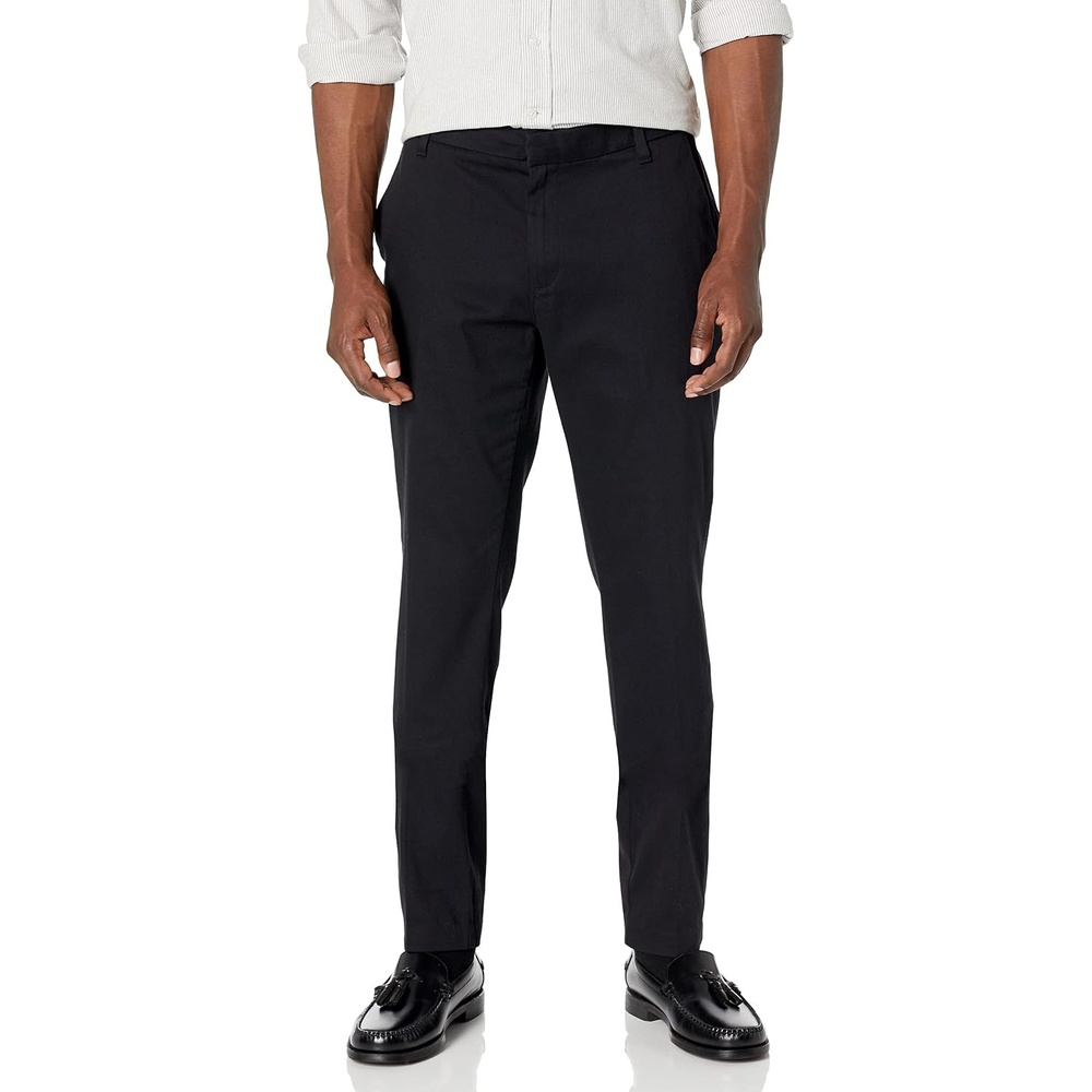 image:imageAmazon Essentials Mens SlimFit WrinkleResistant FlatFront Stretch Chino PantBlack