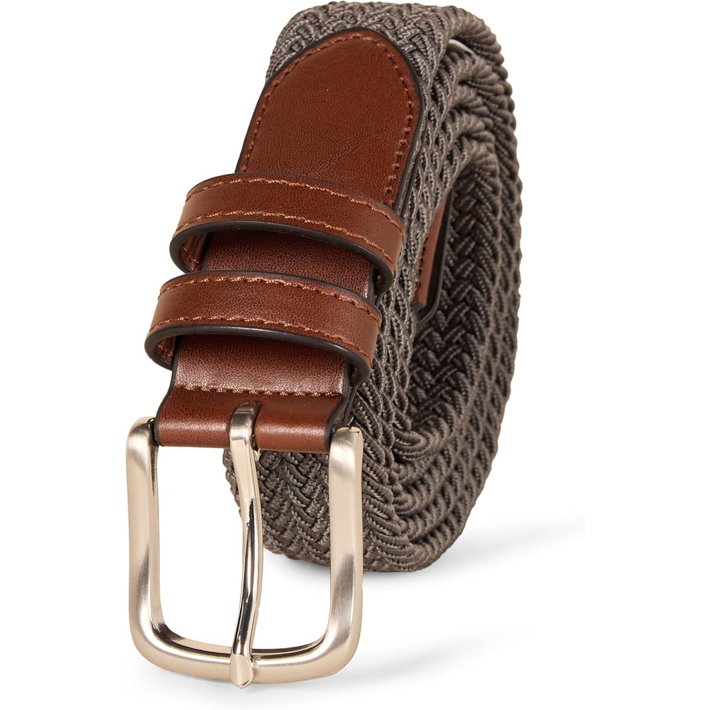 image:imageAmazon Essentials Mens Stretch Woven Braid Belt with Metal BuckleGrey